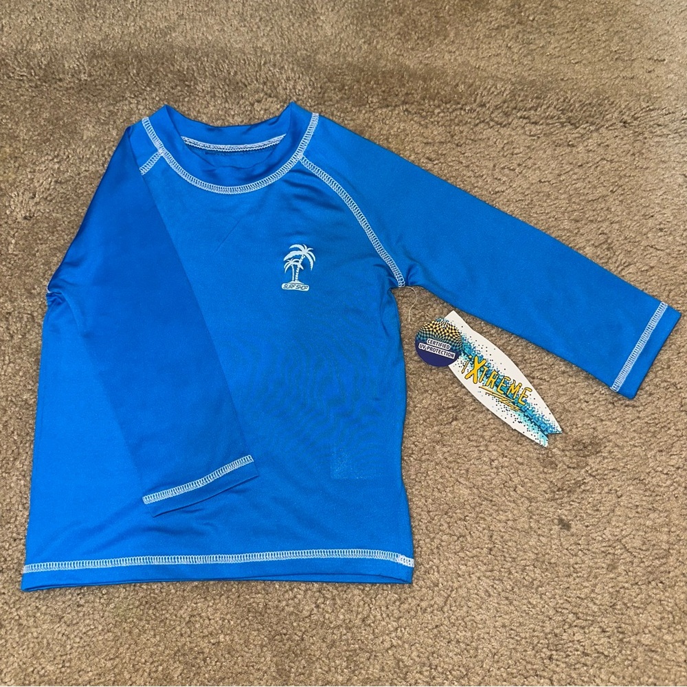 Boys Blue Long Sleeve Swim Shirt New With Tags Size 4 UV Protection